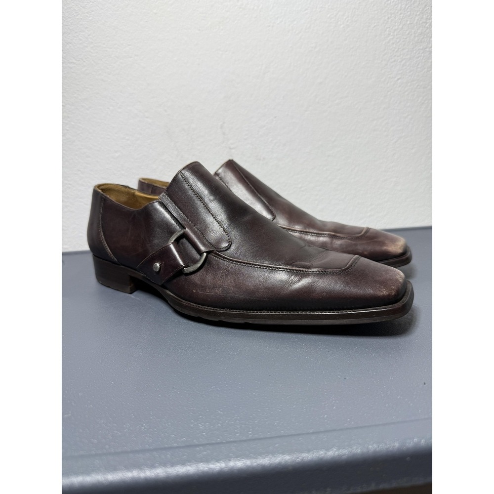 Mezlan Grant‎ Shoes Mens Size 9 Brown Leather Monk Strap Dress Square Toe Spain